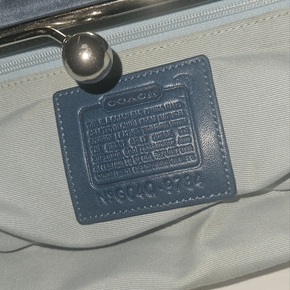 Coach Y2K Vintage Satchel Bag Blue Leather Suede Kiss Lock RARE Limited Edition - Picture 17 of 17